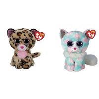 Ty - Knuffel - Beanie Boo's - Livvie Leopard & Opal Cat - thumbnail
