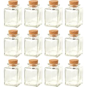 Glazen flesjes met kurk dop - set 12x - transparant - glas - 80 ml