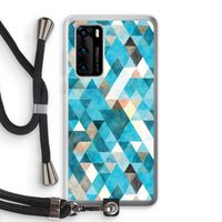 Gekleurde driehoekjes blauw: Huawei P40 Transparant Hoesje met koord