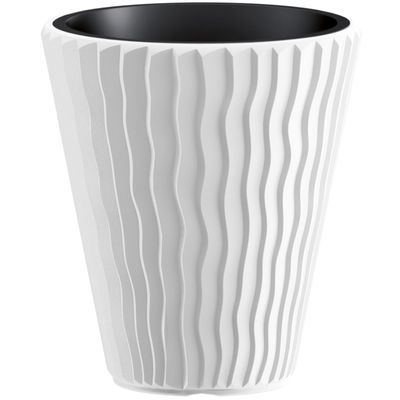 Plantenpot/bloempot Sand Waves - buiten/binnen - kunststof - wit - D39 x H43 cm Plantenpot/bloempot Sand Waves - buiten/binnen - kunststof - wit - D39 x H43 cm