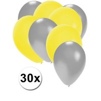 Zilveren en gele ballonnen 30 stuks   - - thumbnail