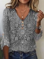 Casual Ethnic Knitted Loose T-Shirt - thumbnail