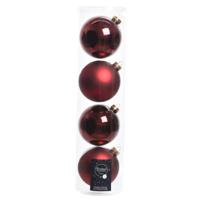 Decoris kerstballen - 4x st - donkerrood - D10 cm - glas - kerstversiering - thumbnail