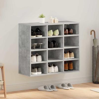 Schoenenkast Betongrijs 77.5 x 30 x 67 cm Bewerkt hout