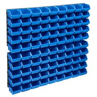 VidaXL 96-delige opslagbakkenset met wandpanelen blauw en zwart