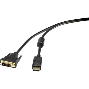 Renkforce RF-3301148 DisplayPort-kabel DisplayPort / DVI Adapterkabel DisplayPort-stekker, DVI-D 24+1-polige stekker 0.50 m Zwart Schroefbaar, Vergulde