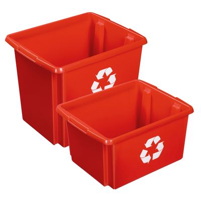 Sunware opslagboxen kunststof rood set van 4x in formaten 32 en 45 liter Sunware opslagboxen kunststof rood set van 4x in formaten 32 en 45 liter