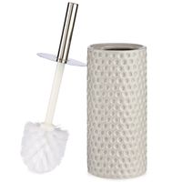 Toiletborstel/wc-borstel kiezelgrijs met stippen keramiek 31 cm - Toiletborstels - thumbnail