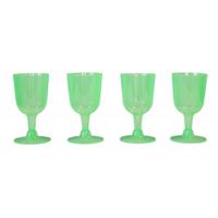 Wijnglazen - 4x - groen - kunststof - 160ml - herbruikbaar wijnglas