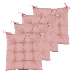 Stoelkussen gewatteerd - 4x - oud roze - 38 x 38 cm - binnen/buiten