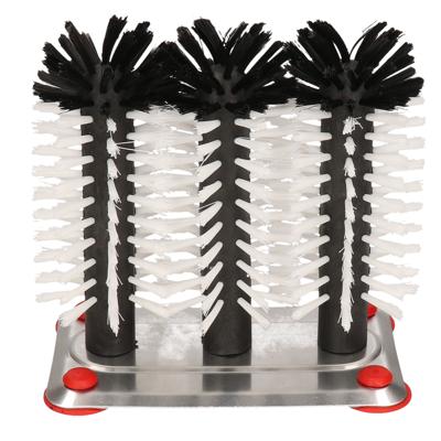 Bierglasborstel/spoelborstel aluminium - 3-delig - 16 cm - Spoelbakborstels - Bierglazen spoelen