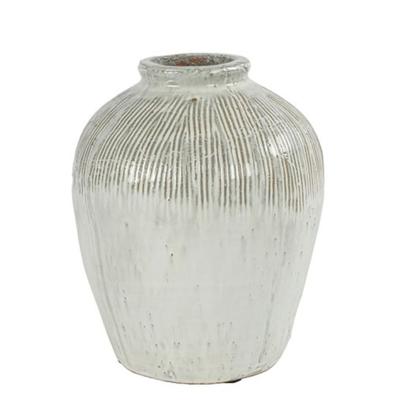 Countryfield Bloemenvaas/bloempot Gayle - witgroen - L19 x B19 x H24 cm - rustiek - decoratie?