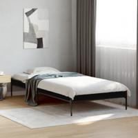 Bedframe bewerkt hout en metaal zwart 90x200 cm