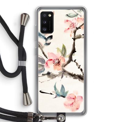 Japanse bloemen: Samsung Galaxy A41 Transparant Hoesje met koord