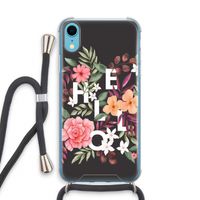 Hello in flowers: iPhone XR Transparant Hoesje met koord