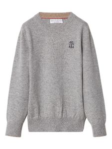 Brunello Cucinelli Kids sweat en cachemire à logo brodé - Gris