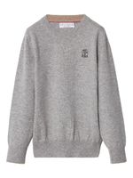 Brunello Cucinelli Kids sweat en cachemire à logo brodé - Gris - thumbnail