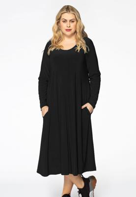 Yoek Jurk geplooid | Zwart | Maat 46/48