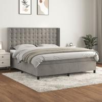 Boxspring met matras fluweel lichtgrijs 160x200 cm