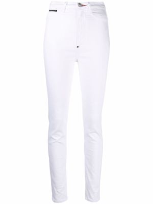 Philipp Plein jean slim à taille haute - Blanc