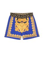 Versace Kids short en coton à imprimé Barocco - Bleu