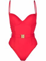 Noire Swimwear maillot de bain à taille ceinturée - Rouge