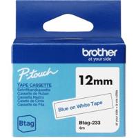 Brother BTAG-233 labelprinter-tape Blauw op wit Brother BTAG-233 labelprinter-tape Blauw op wit