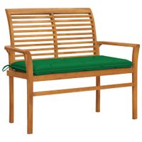 VidaXL Tuinbank met groen kussen 112 cm massief teakhout - thumbnail
