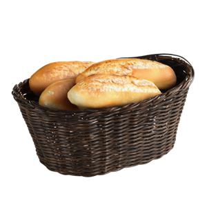 Kesper Brood/fruit mandje - gevlochten kunststof - donkerbruin - ovaal - L28 x B21 x H13 cm - broodmandjes   -