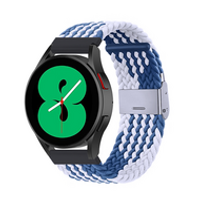 Braided nylon bandje - Blauw / wit - Samsung Galaxy Watch 3 - 45mm - thumbnail