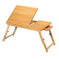 Laptoptafel voor op bed van bamboe hout Hoogte verstelbaar - thumbnail