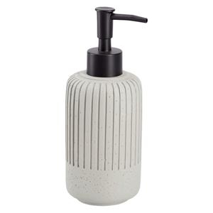 Zeeppompje/dispenser - keramiek - lichtgrijs - cement look - 8 x 18 cm - 300 ml