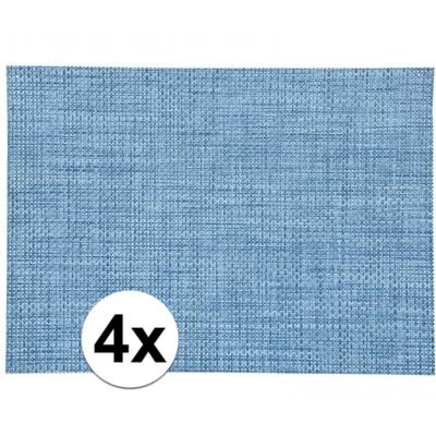 Placemat/onderlegger - 4x - blauw - geweven - kunststof - 45 x 30 cm - bescherming