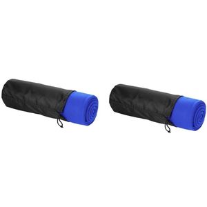 2x Fleece deken kobalt blauw 150 x 120 cm