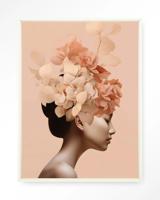 Urban Cotton Wandkleed 'Leave Crown' 80 x 110cm in Floating Frame - off white
