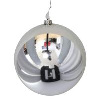 Grote decoratie kerstbal - zilver - 15 cm - kunststof - glimmend - kerstversiering