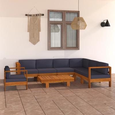 8-delige Loungeset met donkergrijze kussens acaciahout