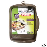 Vierkante mal Pyrex Asimetria Zwart Metaal 35 x 27 cm Rechthoekig (6 Stuks)