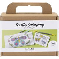 Creativ Company Mini hobbyset textiel decoreren, vlinders, pastelkleuren, 1 doos