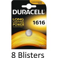 8 Stuks (8 Blisters a 1 st) Duracell Knoopcel Batterij 1616 Lithium - thumbnail