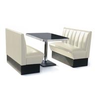 2 x Classic Dinerbooth Off White + Tafel
