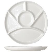 6x Porseleinen fondueborden 6-vaks rond 24 cm