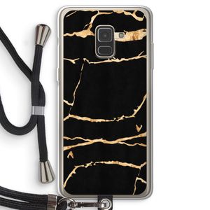 Gouden marmer: Samsung Galaxy A8 (2018) Transparant Hoesje met koord