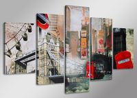 Schilderij - Londen, Collage, 160X80cm, 5luik