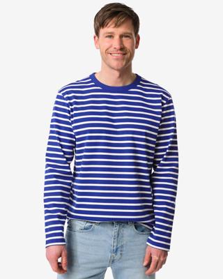 HEMA Heren T-shirt Loek jersey strepen felblauw (felblauw)
