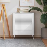 VidaXL Kastdeur met lamellen 61,5x59,4 cm massief grenenhout wit