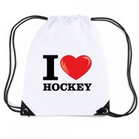 Nylon I love hockey rugzak wit met rijgkoord - thumbnail
