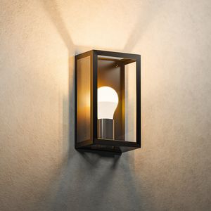 Stella LED wandlamp - Incl. E27 lamp met schemersensor - 3000K warm wit - IP44 ideaal als buitenverlichting - Zwart voor binnen en buiten