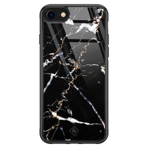 iPhone SE 2020 glazen hardcase - Marmer zwart