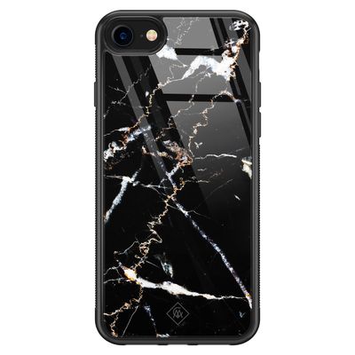 iPhone SE 2020 glazen hardcase - Marmer zwart